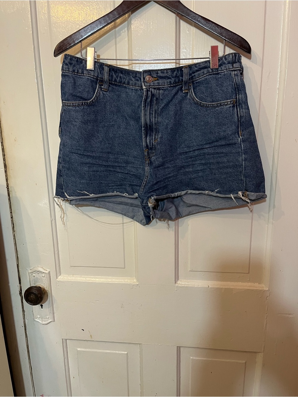 H&M Dark Blue Denim Rolled Hem Jean Shorts